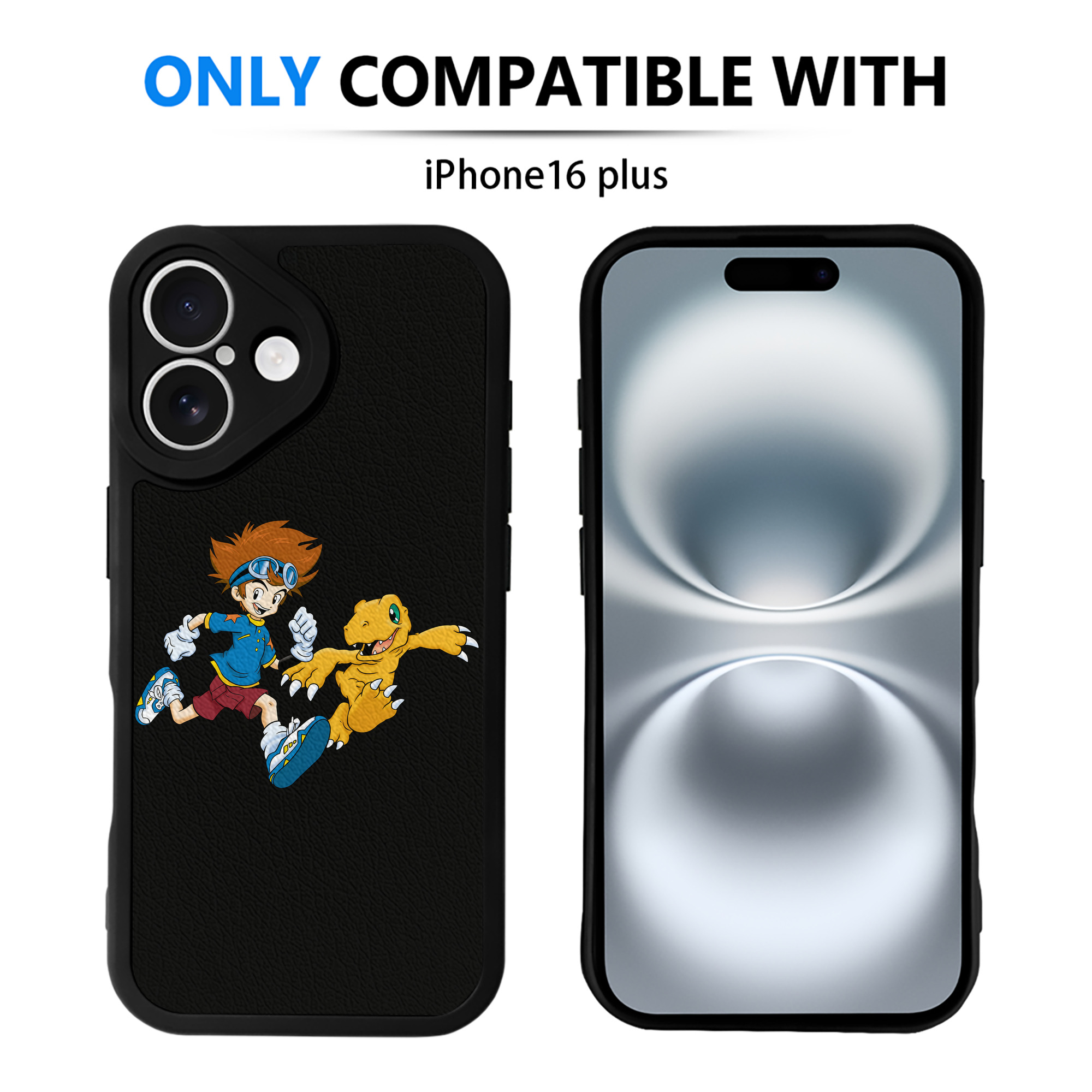 （画像用） Digimon デジタルモンスター/デジモン 【iPhone 16シリーズ対応】シリコンスマホケース（レザー調） 材質：シリコン